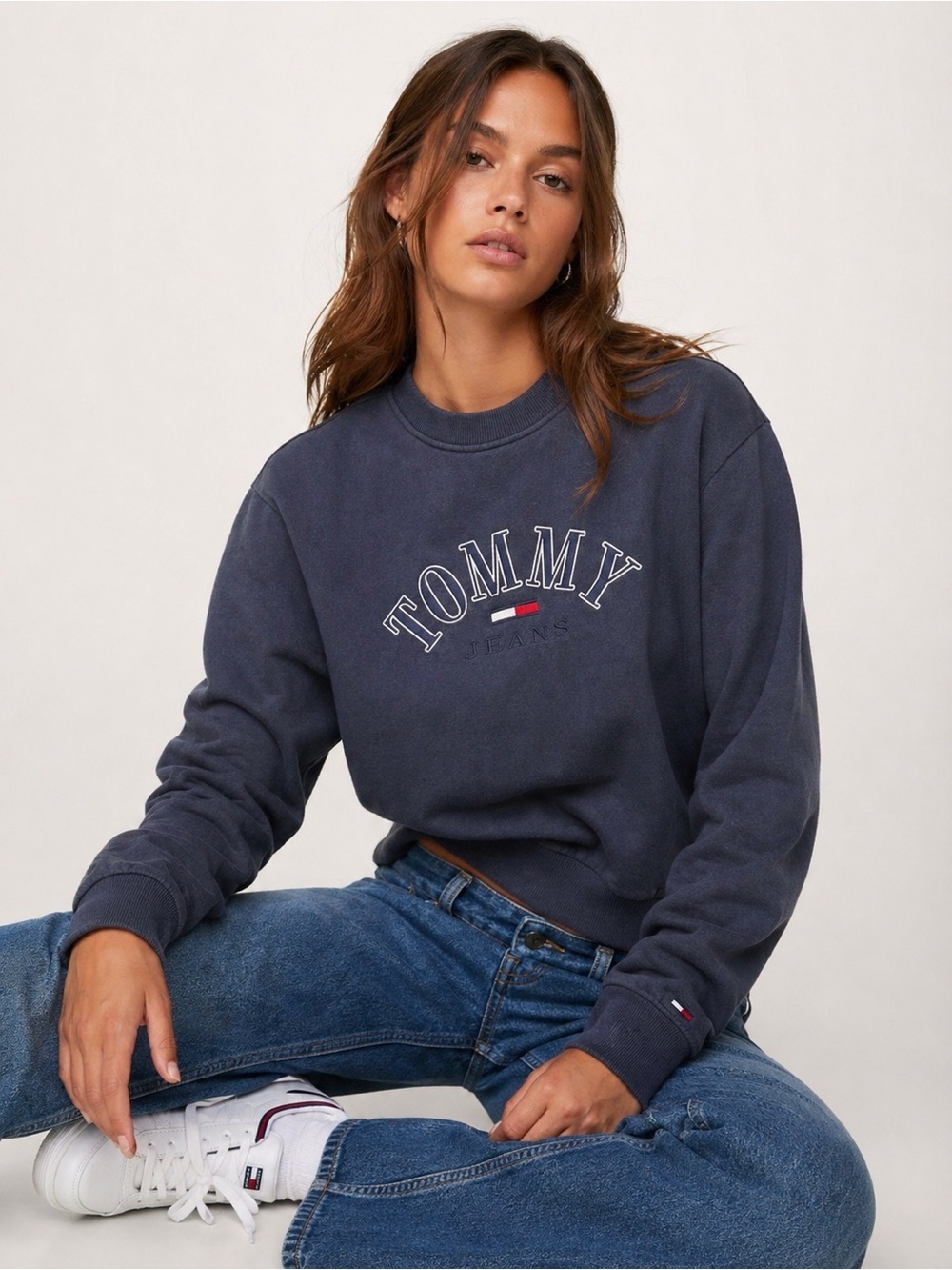 Tommy Jeans Logo Crewneck Sweatshirt Navy Women’s XS